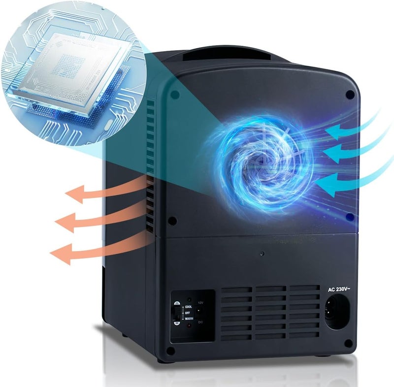 Iceblue Mini Fridge, Retro 4 Liter /6 Cans Tiny Fridge, AC Plug & 12V Car Charger Small Refrigerator, Compact & Portable 4A Cooling Mini Refrigerator for Bedroom, Car, Office, Dorm, Gift (Black) - Image 5